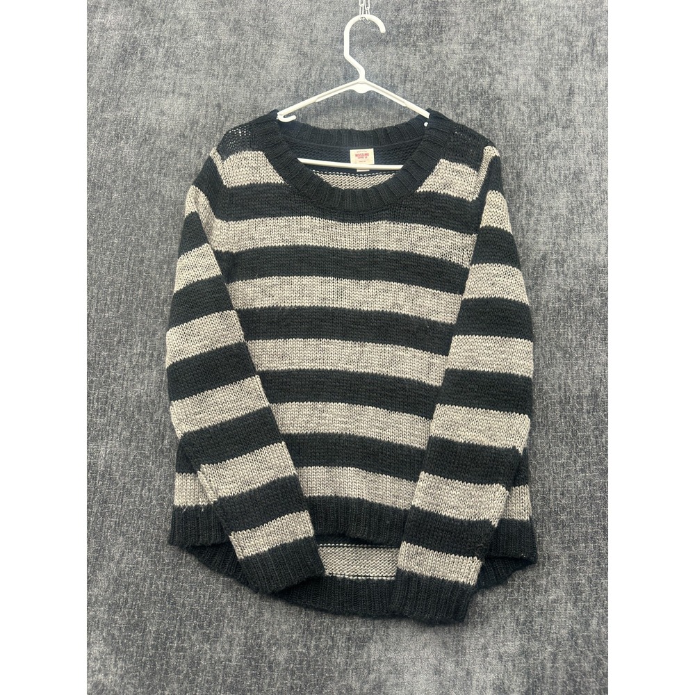 Mossimo Supply Co Sweater Womens XL White Black Striped Tight Knit Ribbed Winter